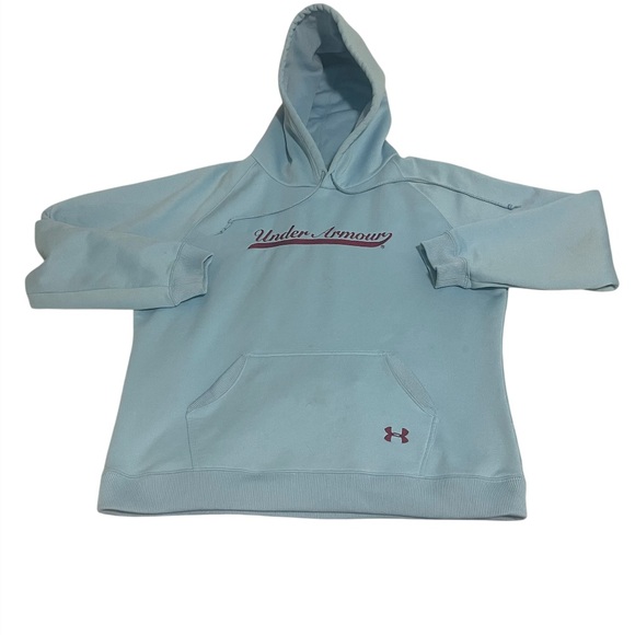 Under Armour Tops - Under Armour Hoodie Women Large Turquoise ‎ Drawstring Embroidered Logo Pockets
